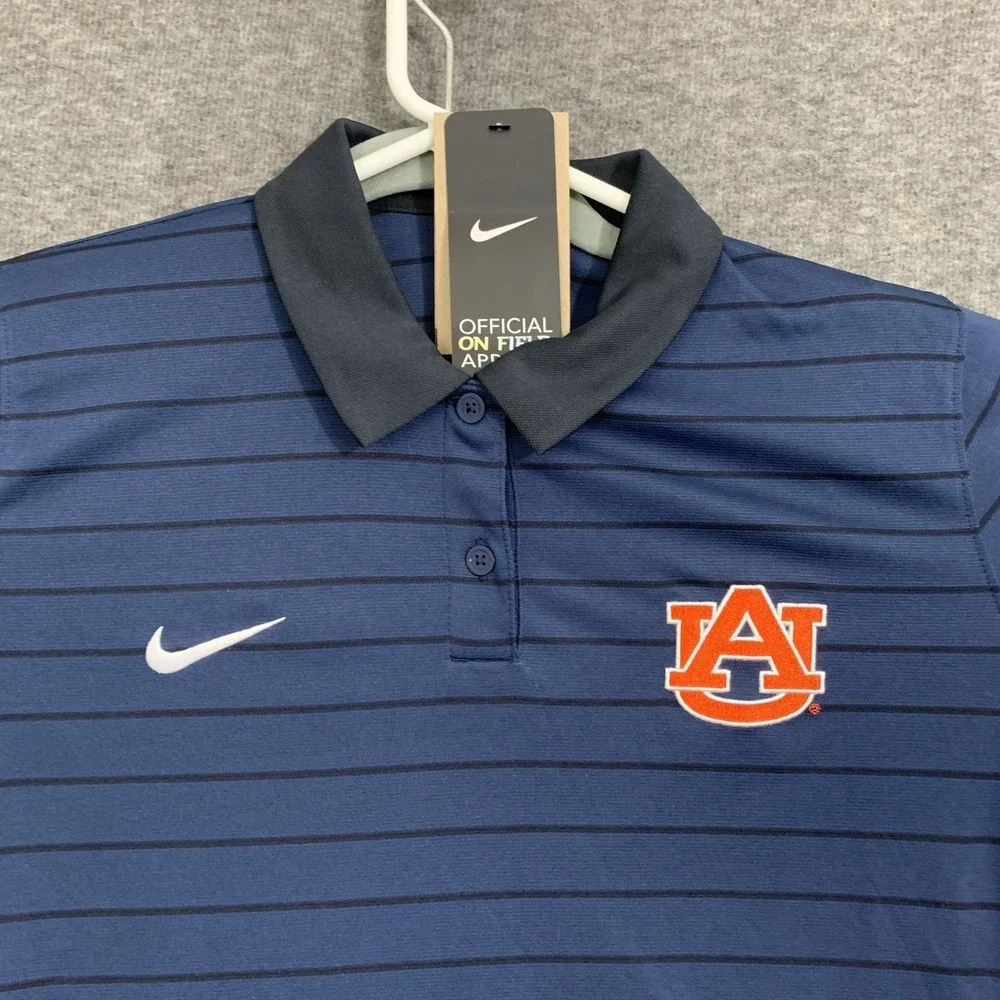 NWT Nike Auburn Tigers Polo Shirt Women's‎ Medium Navy Blue Striped SEC On Field